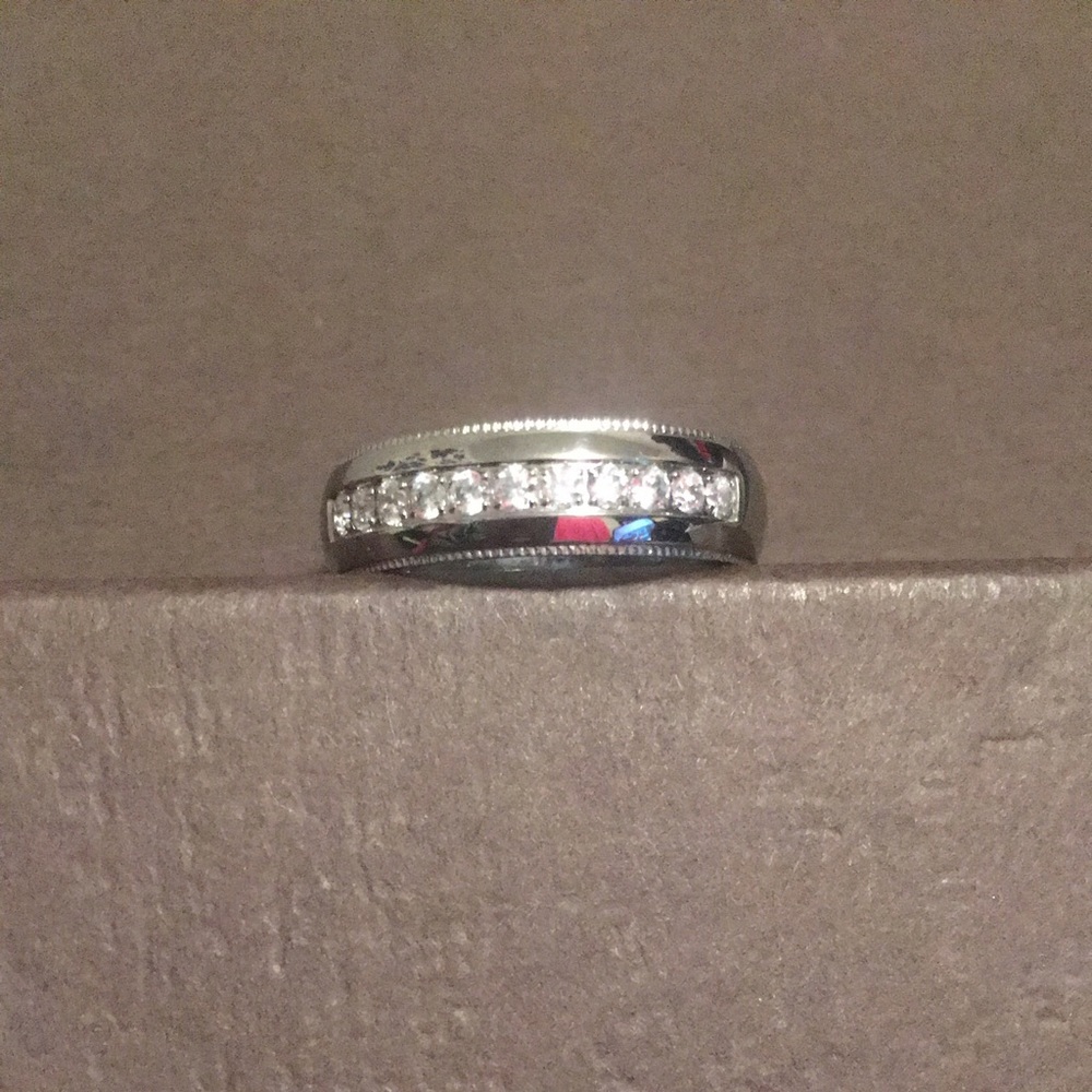 Brand New Titanium CZ Men Wedding Band